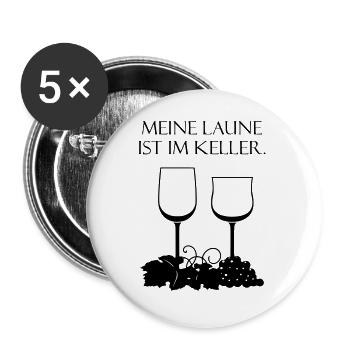 Meine Laune ist im Keller Weintrinker Winzer - Buttons groß 56 mm (5er Pack) - Weiß - Vorne