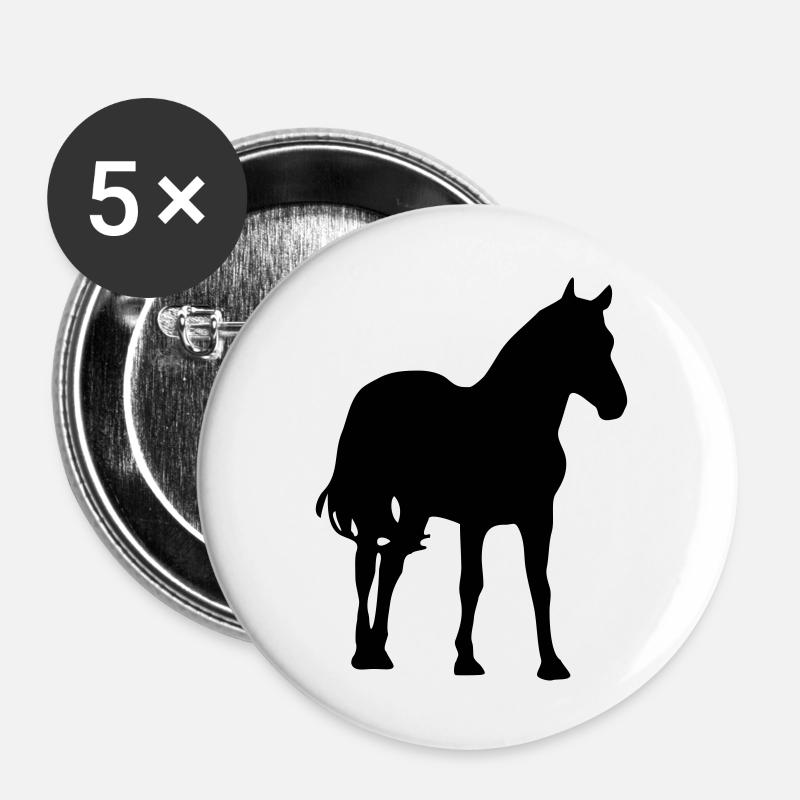 Pferd - Buttons groß 56 mm (5er Pack) - Weiß