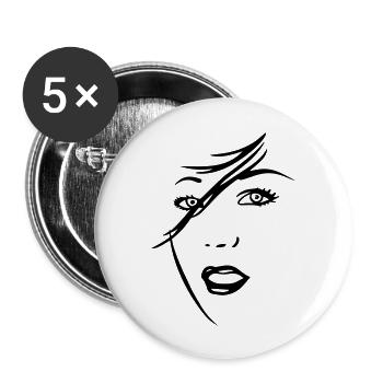 frau_gesicht - Buttons groß 56 mm (5er Pack) - Weiß - Vorne