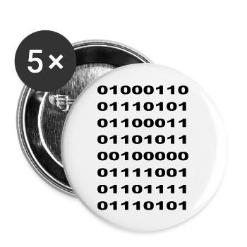 "Fuck You" Binary - Buttons large 2.2''/56 mm (5-pack) - white - Front
