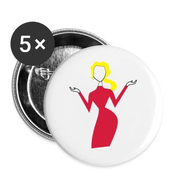 frau - Buttons groß 56 mm (5er Pack) - Weiß - Vorne