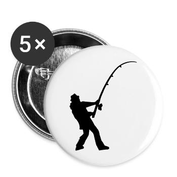 angler_silhouette_1 - Buttons groß 56 mm (5er Pack) - Weiß - Vorne