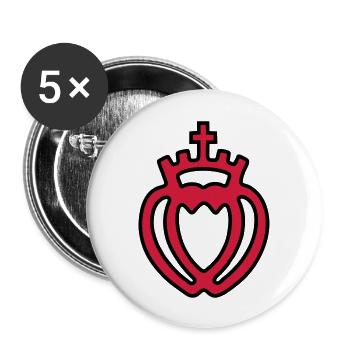 heart cross crown love couple fidelity symbol - Buttons large 2.2''/56 mm (5-pack) - white - Front