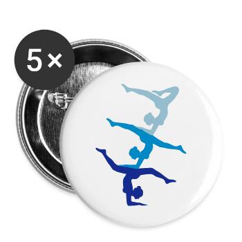 gymnastik turm zirkus team 3 turnerinnen crew freu - Buttons groß 56 mm (5er Pack) - Weiß - Vorne