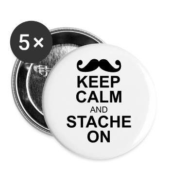 moustache - Lot de 5 grands badges (56 mm) - blanc - Devant