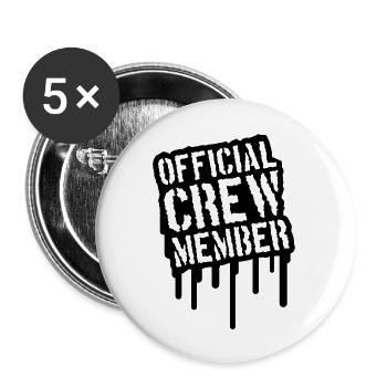 Official Crew Member Stamp Design - Buttons groß 56 mm (5er Pack) - Weiß - Vorne