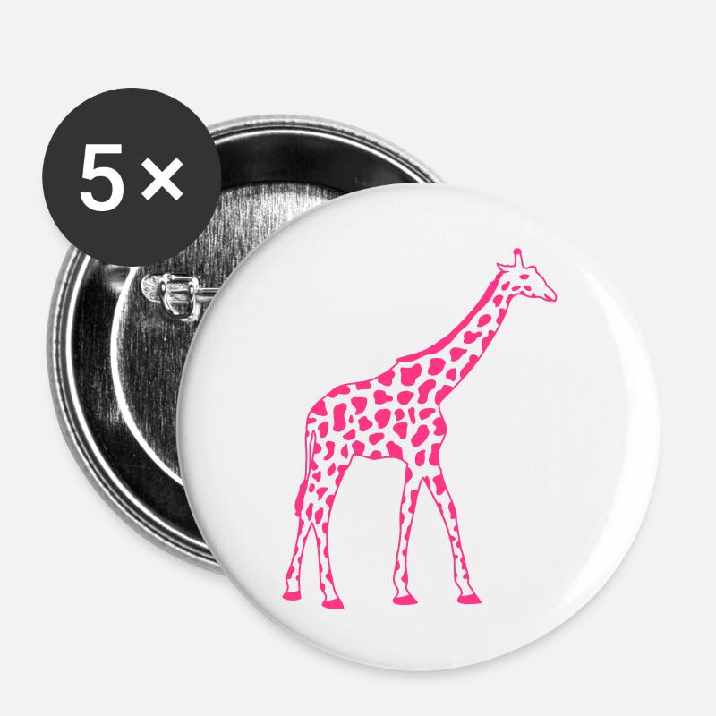 Pink Color Giraffe Africa Savannah Pattern Design - Buttons large 2.2''/56 mm (5-pack) - white