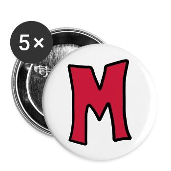 Letter M comic cartoon - Buttons large 2.2''/56 mm (5-pack) - white - Front