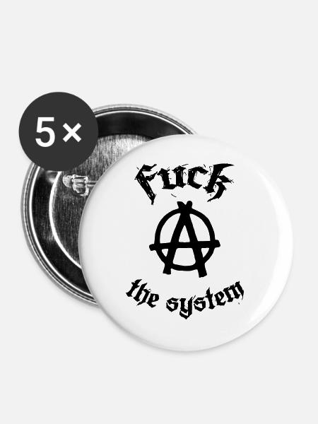 Fuck the System - Buttons groß 56 mm (5er Pack) - Weiß