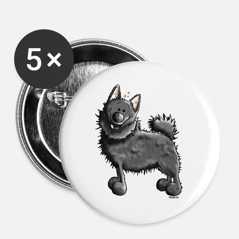 Funny Schipperke - Dog - Dogs - Buttons large 2.2''/56 mm (5-pack) - white