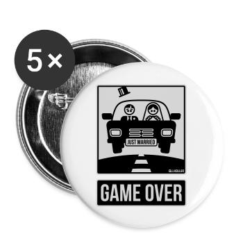 Just Married – Game Over (2C) - Buttons groß 56 mm (5er Pack) - Weiß - Vorne