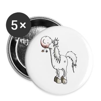 Verträumtes Pferd - Pferde - Buttons groß 56 mm (5er Pack) - Weiß - Vorne