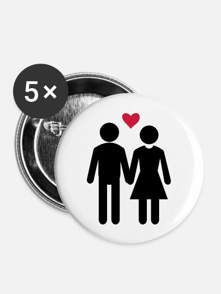 Liebe Paar - Buttons groß 56 mm (5er Pack) - Weiß