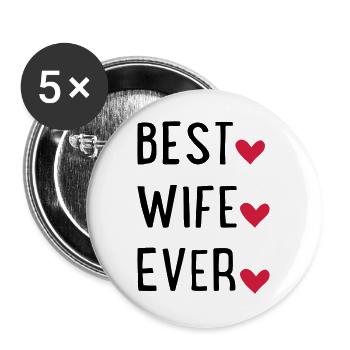 Ehefrau - Buttons groß 56 mm (5er Pack) - Weiß - Vorne