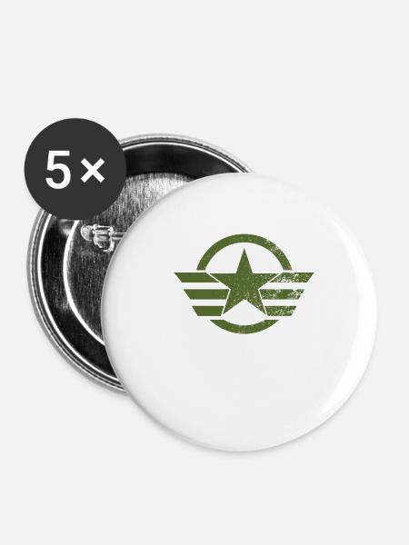 Militär Shirt - Buttons groß 56 mm (5er Pack) - Weiß