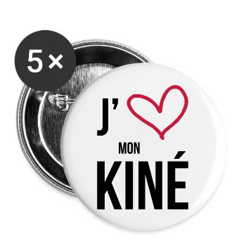 J'aime mon Kiné - Buttons large 2.2''/56 mm (5-pack) - white - Front
