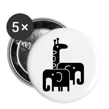 animaux - Lot de 5 grands badges (56 mm) - blanc - Devant