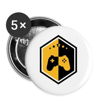 Gamer / Gaming - Lot de 5 grands badges (56 mm) - blanc - Devant