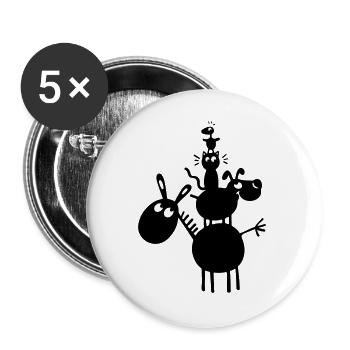 Tierstapel - Buttons groß 56 mm (5er Pack) - Weiß - Vorne