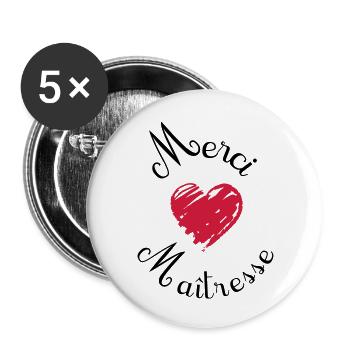 merci maîtresse cadeau fin année - Buttons groß 56 mm (5er Pack) - Weiß - Vorne