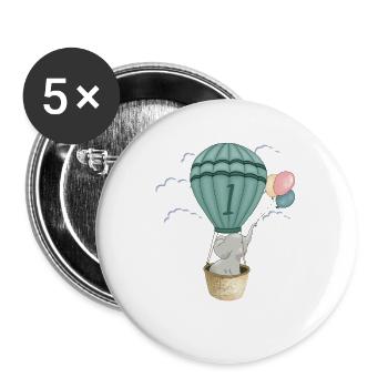 Baby Elefant 1 Geburtstag - Buttons groß 56 mm (5er Pack) - Weiß - Vorne