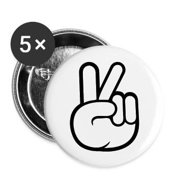 Peace Zeichen Hand Frieden Cool - Buttons groß 56 mm (5er Pack) - Weiß - Vorne