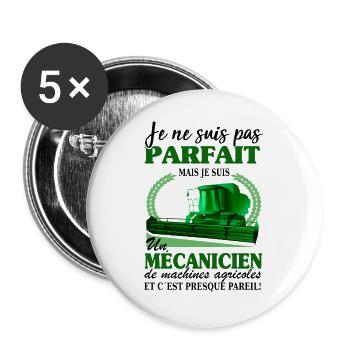 Mécanicien Shirt • Machines agricoles Cadeau - Lot de 5 grands badges (56 mm) - blanc - Devant