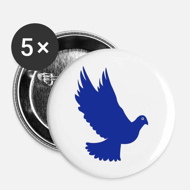 taube - Buttons groß 56 mm (5er Pack) - Weiß