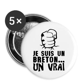 breton vrai poing frappe ferme citation - Lot de 5 grands badges (56 mm) - blanc - Devant
