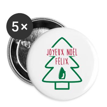 Joyeux Noël Félix / Le Père Noël est une ordure - Lot de 5 grands badges (56 mm) - blanc - Devant