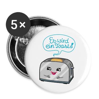 Es wird ein Toast! - Buttons groß 56 mm (5er Pack) - Weiß - Vorne