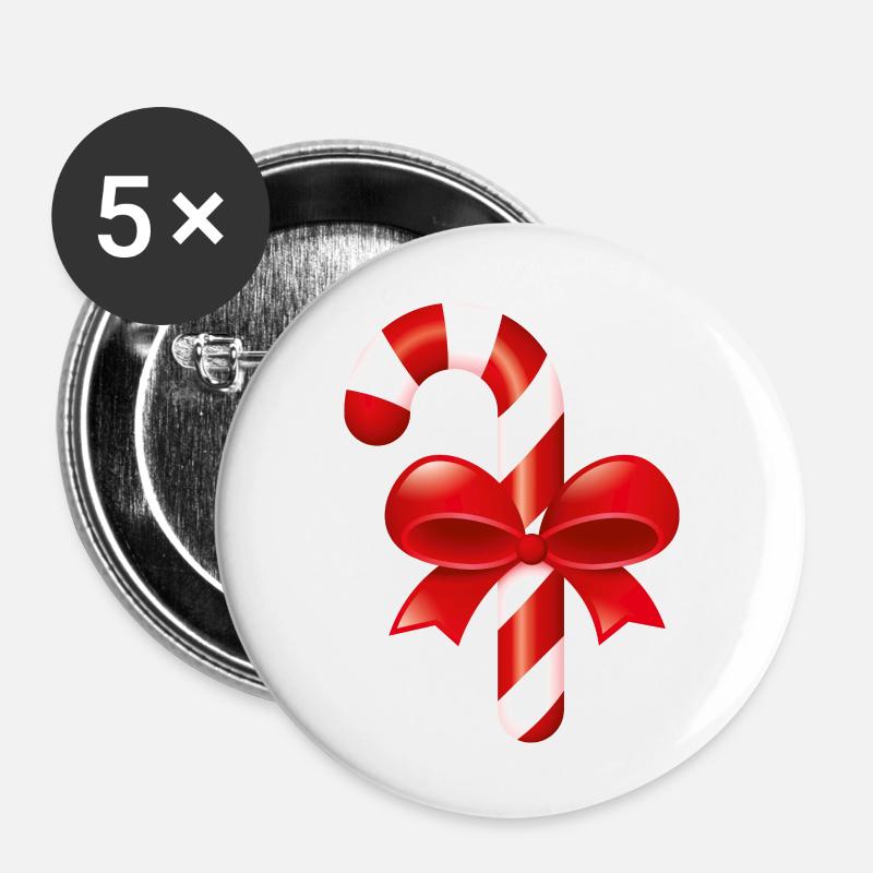Smiley Christmas Candy - Buttons large 2.2''/56 mm (5-pack) - white
