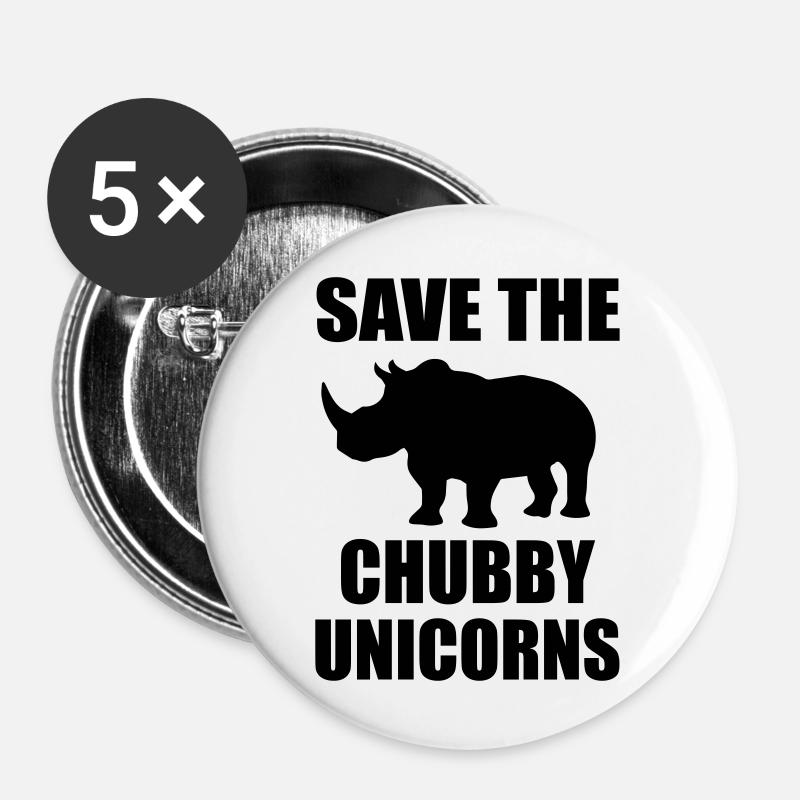 Save The Chubby Unicorn - Buttons large 2.2''/56 mm (5-pack) - white