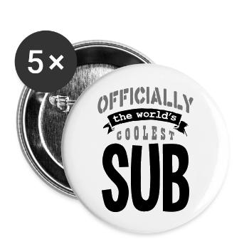 sub officially the worlds coolest copy - Buttons large 2.2''/56 mm (5-pack) - white - Front