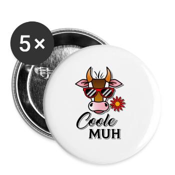 Coole Muh - Buttons groß 56 mm (5er Pack) - Weiß - Vorne