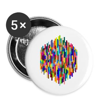 Bunte Balken - Buttons groß 56 mm (5er Pack) - Weiß - Vorne