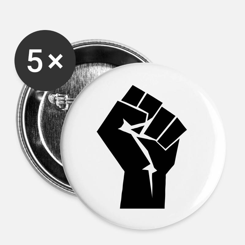 Raised Fist Logo - Buttons large 2.2''/56 mm (5-pack) - white
