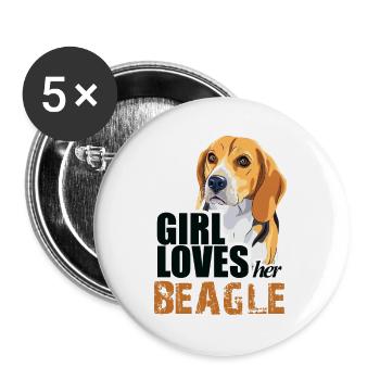 thIs gIrl loves her beagle - Buttons large 2.2''/56 mm (5-pack) - white - Front