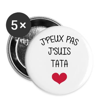 Tante / Tata / Marraine / Oncle / Nourrice / Bébé - Lot de 5 grands badges (56 mm) - blanc - Devant