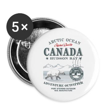 Polar Bear - Canada - Buttons groß 56 mm (5er Pack) - Weiß - Vorne