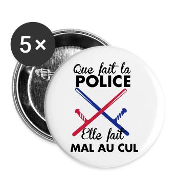 Elle fait quoi la Police... - Lot de 5 grands badges (56 mm) - blanc - Devant