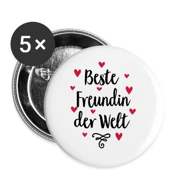Beste Freundin der Welt - Buttons groß 56 mm (5er Pack) - Weiß - Vorne