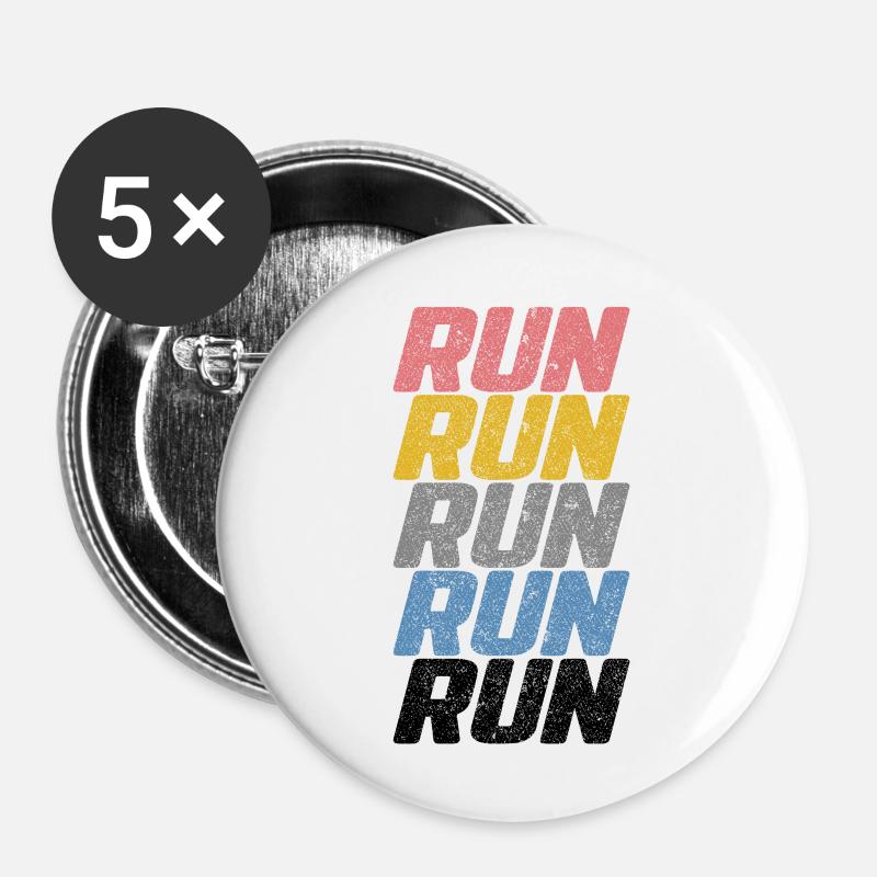 Run Run Run - Buttons large 2.2''/56 mm (5-pack) - white