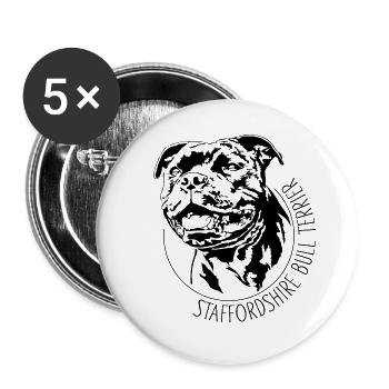 STAFFORDSHIRE BULL TERRIER Dog portrait Wilsigns - Buttons large 2.2''/56 mm (5-pack) - white - Front