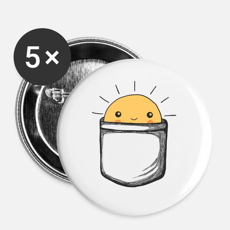 Sunshine in my pocket!, sun, summer, feeling, fun - Buttons large 2.2''/56 mm (5-pack) - white