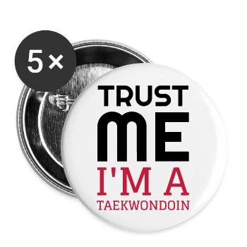 Taekwondo Taekwondoin Tae-Kwon-Do Tae Kwon Do - Buttons large 2.2''/56 mm (5-pack) - white - Front
