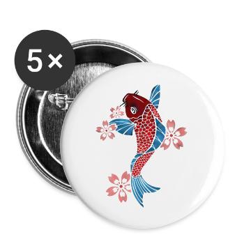 Carpe koi - Lot de 5 grands badges (56 mm) - blanc - Devant