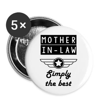 Mother in law / Schwiegermutter / Belle Mère - Buttons large 2.2''/56 mm (5-pack) - white - Front