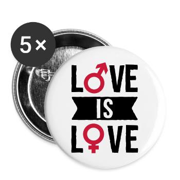 Love is love - Buttons groß 56 mm (5er Pack) - Weiß - Vorne