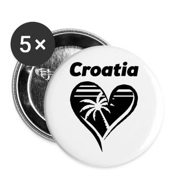 croatia heart - Buttons large 2.2''/56 mm (5-pack) - white - Front
